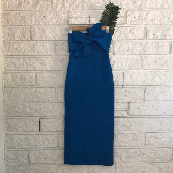 topshop bow twist textured midi dress